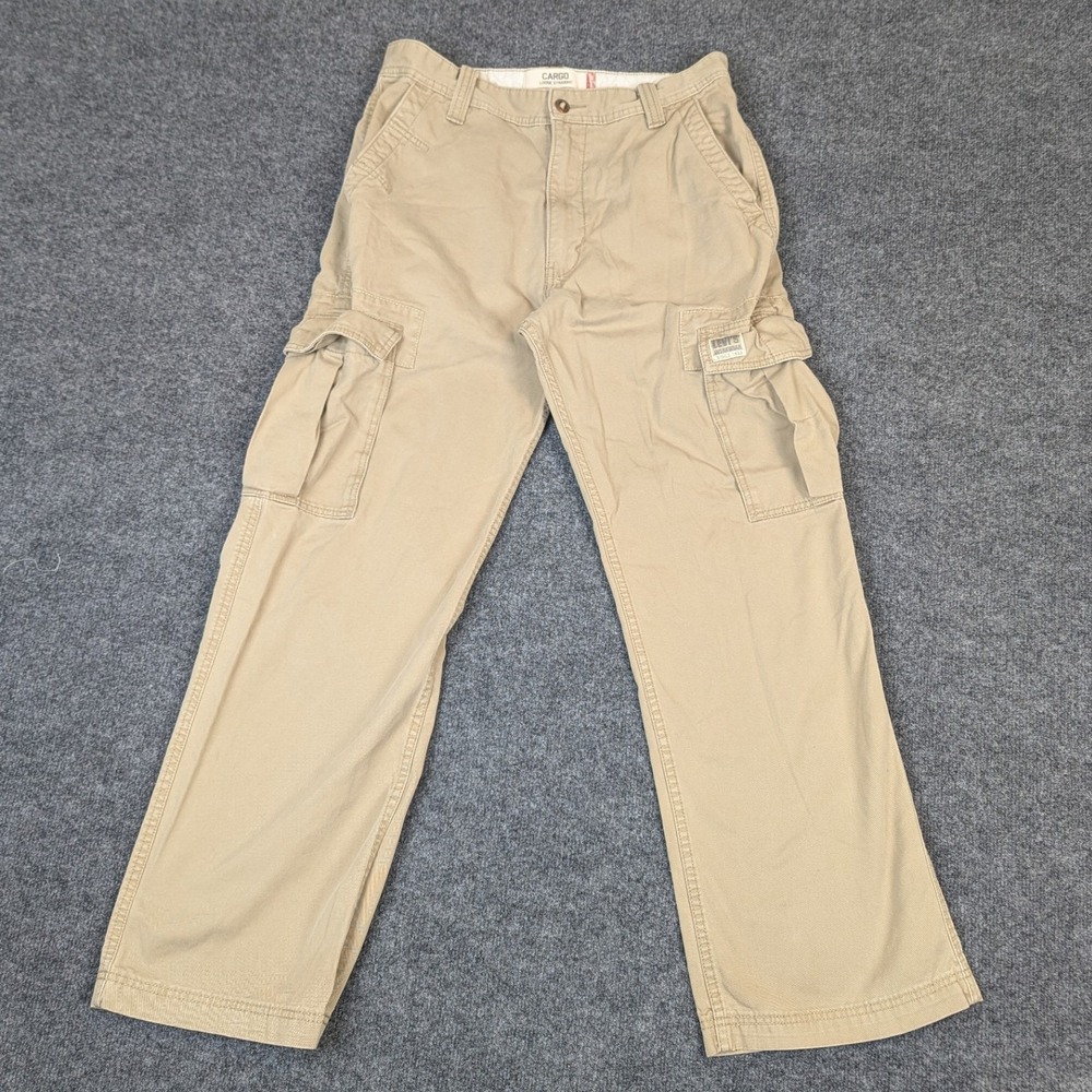 Levis Workwear Cargo Pants Mens 32x32 Khaki Tan Loose Straight Cotton Utility
